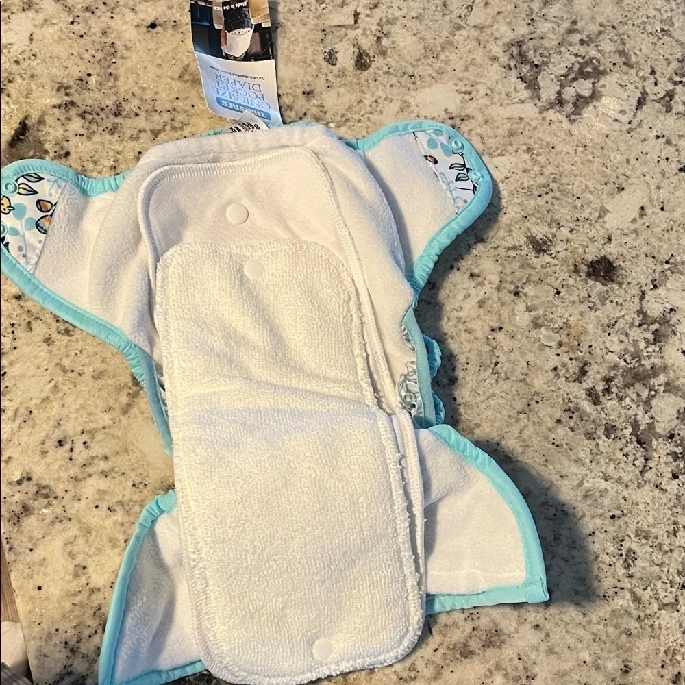 Thirsties Aqua Floral One Size Pocket Diaper